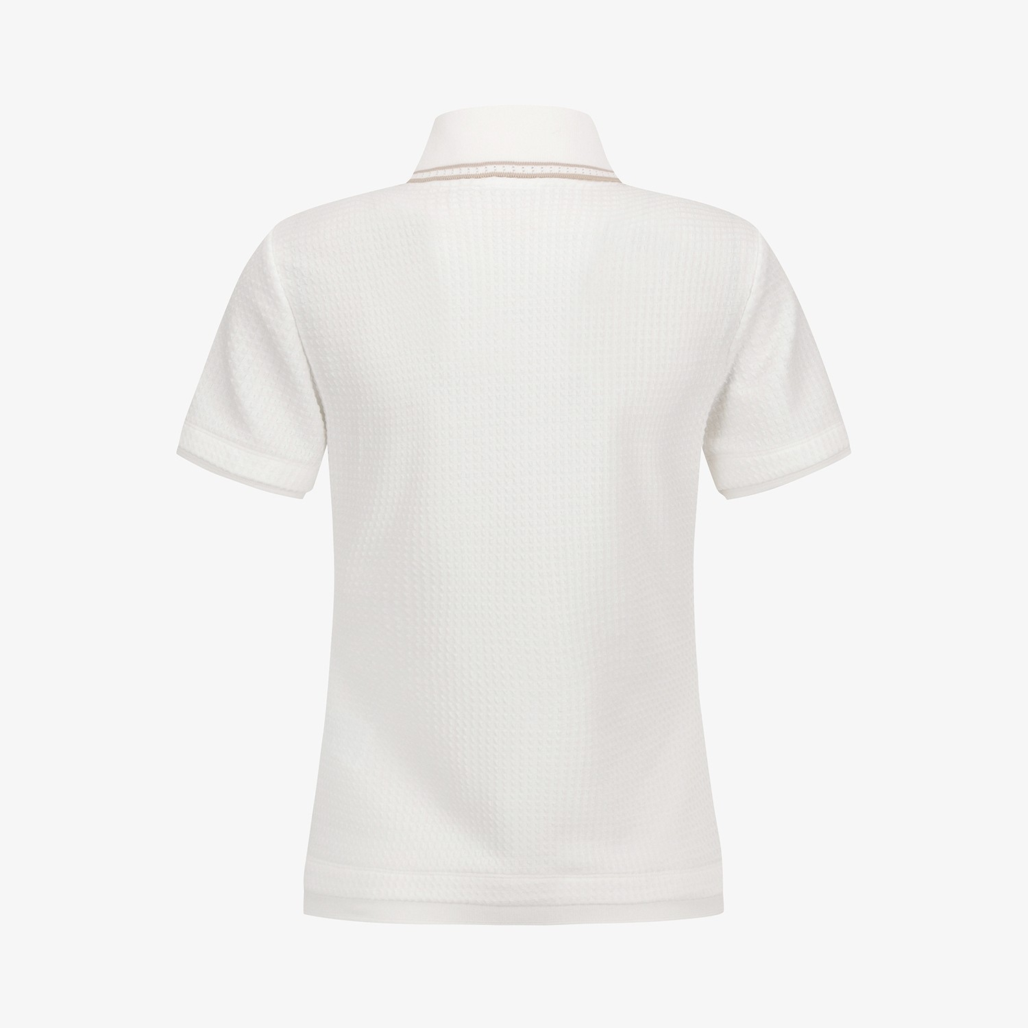 Embossed Waffle Texture Contrast-Collar T-Shirt_WT