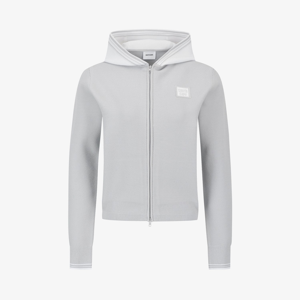 Contrast Logo Hooded Knit Cardigan_LG