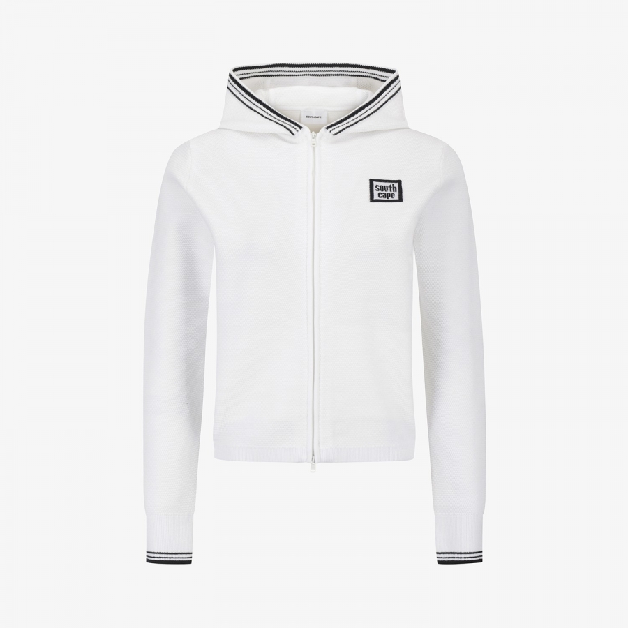 Contrast Logo Hooded Knit Cardigan_WT