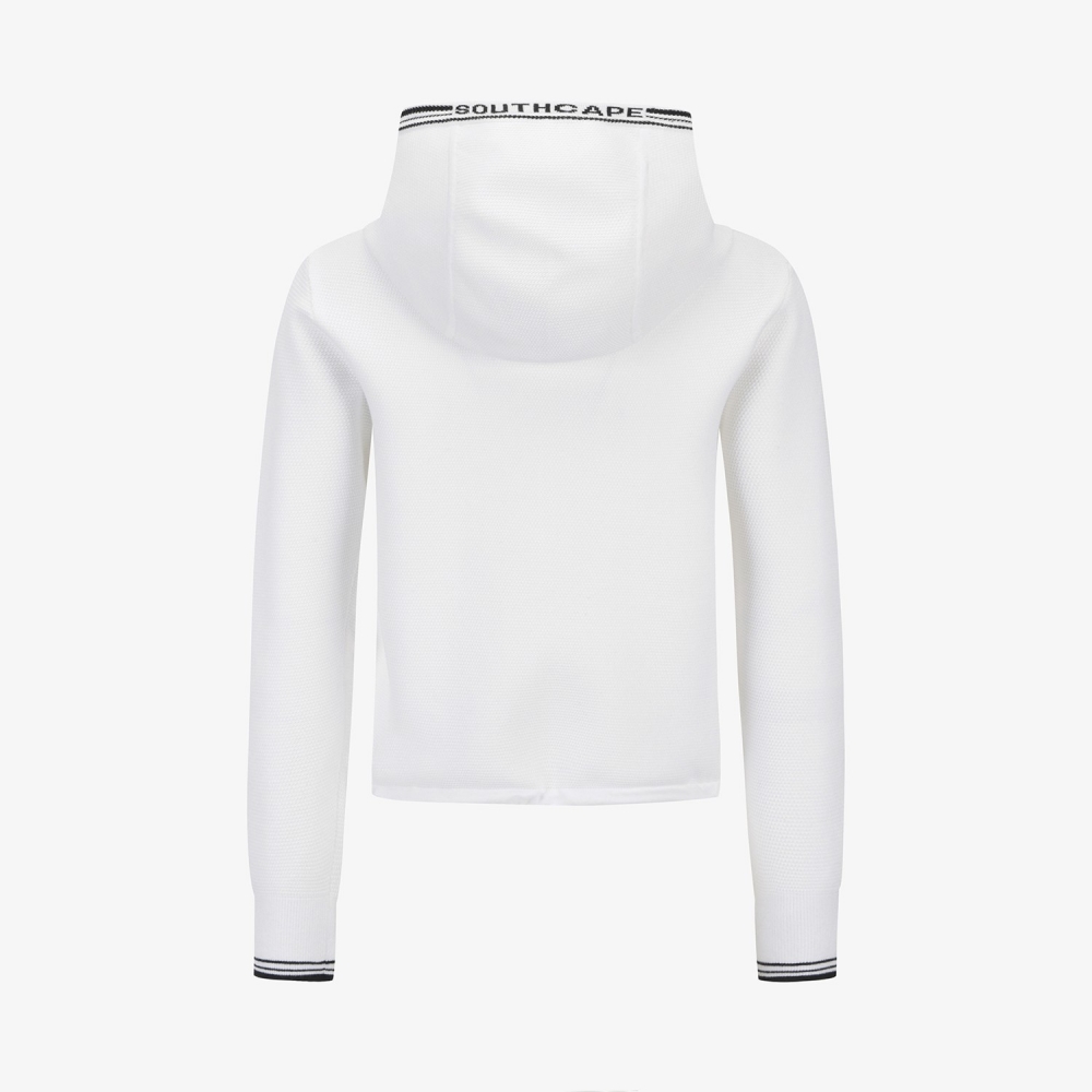 Contrast Logo Hooded Knit Cardigan_WT