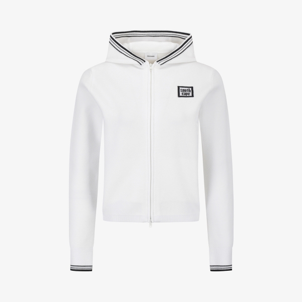 Contrast Logo Hooded Knit Cardigan_WT