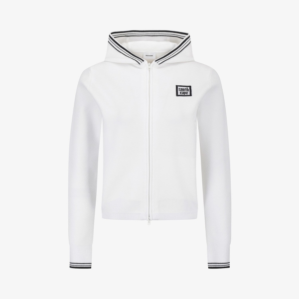 Contrast Logo Hooded Knit Cardigan_WT