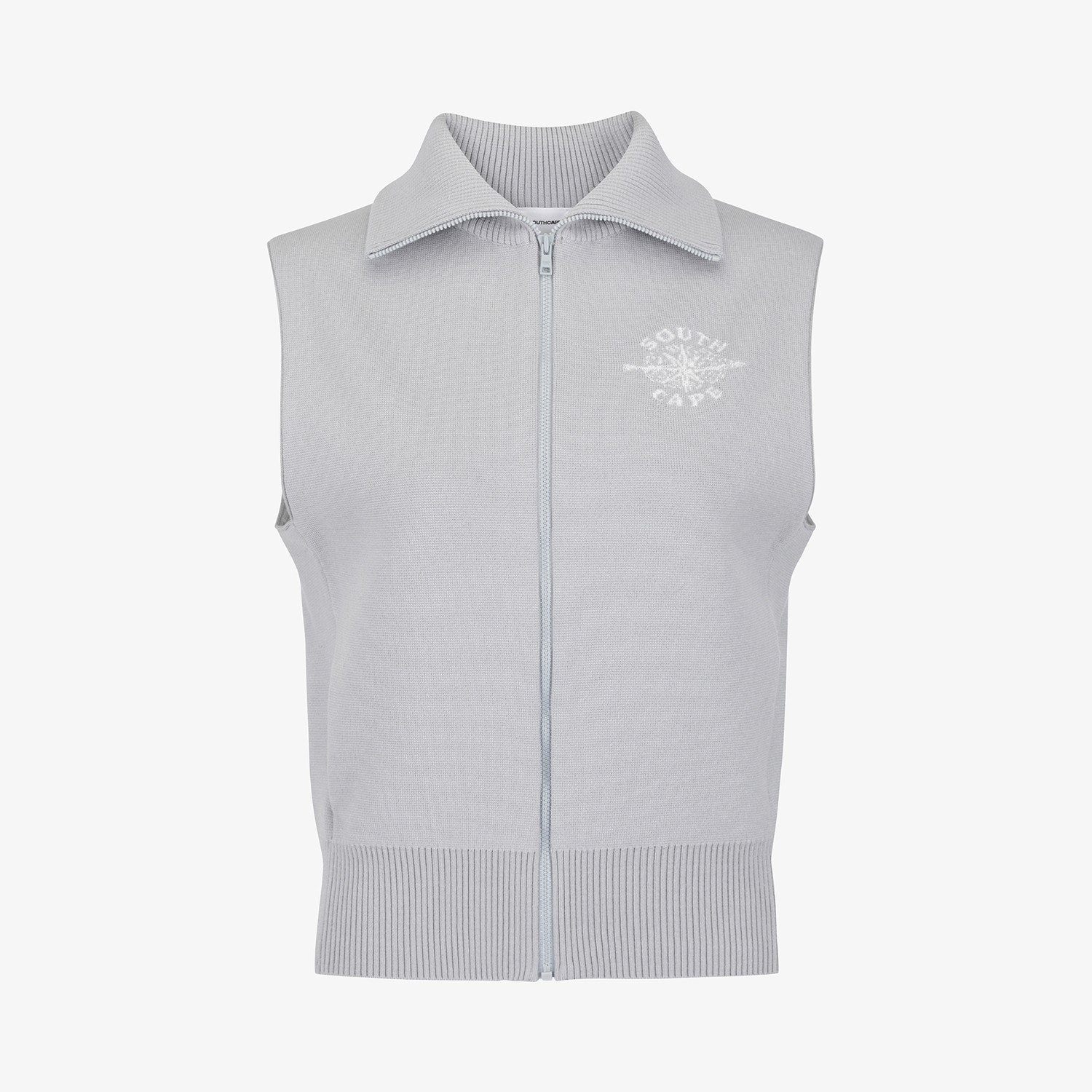 Southcross Wool Half-Neck Zip-Up Knit Vest_GY