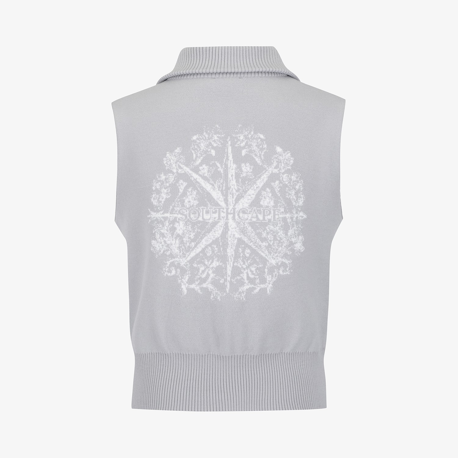 Southcross Wool Half-Neck Zip-Up Knit Vest_GY