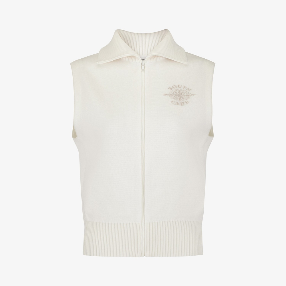 Southcross Wool Half-Neck Zip-Up Knit Vest_IV