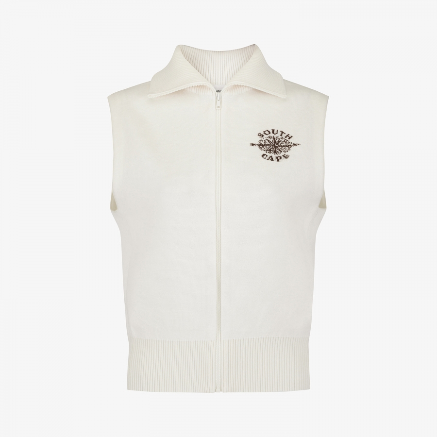 Southcross Wool Half-Neck Zip-Up Knit Vest_WT