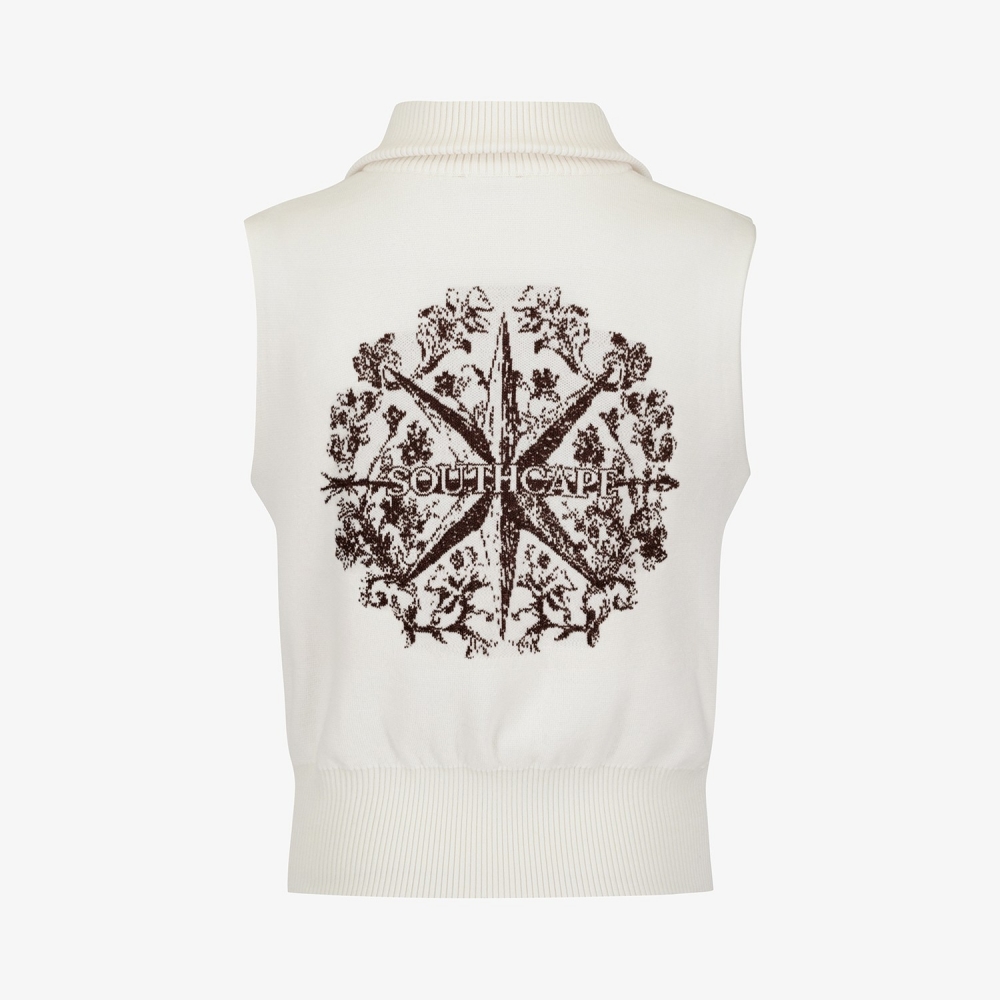 Southcross Wool Half-Neck Zip-Up Knit Vest_WT