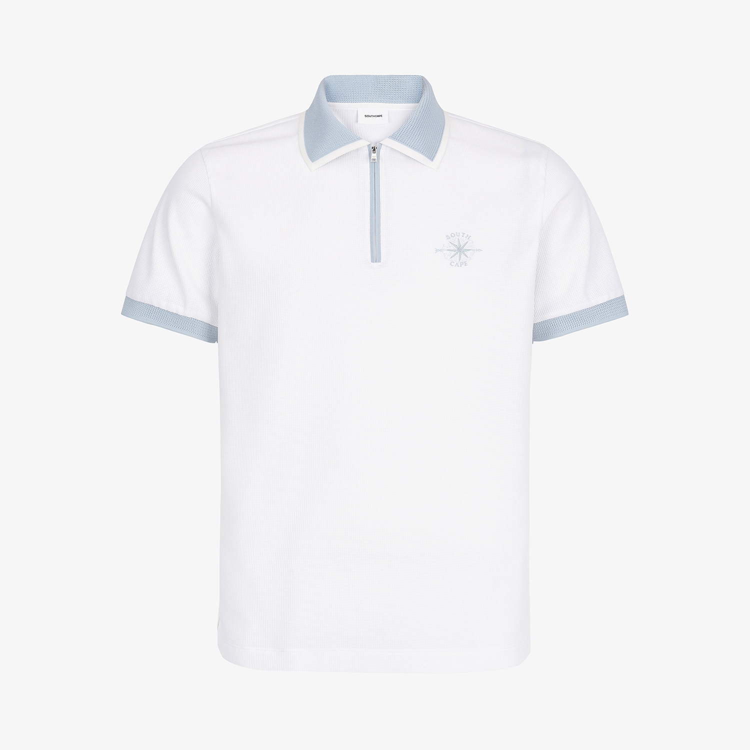 Contrast Collar Half-Zip Polo Shirt_IC