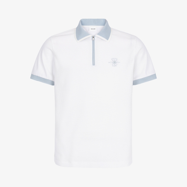 Contrast Collar Half-Zip Polo Shirt_IC