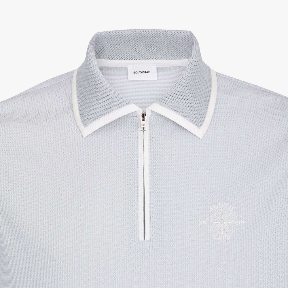 Contrast Collar Half-Zip Polo Shirt_LG