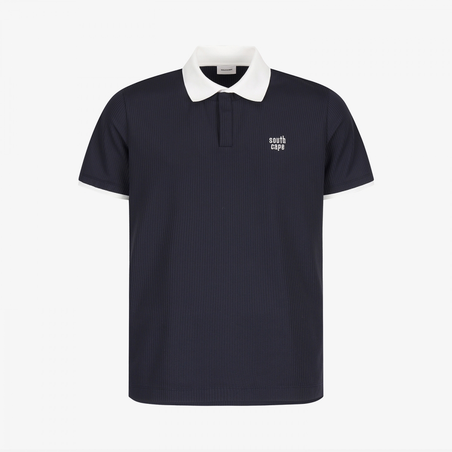 Cool-Touch Ribbed Contrast-Collar Polo Shirt_DA