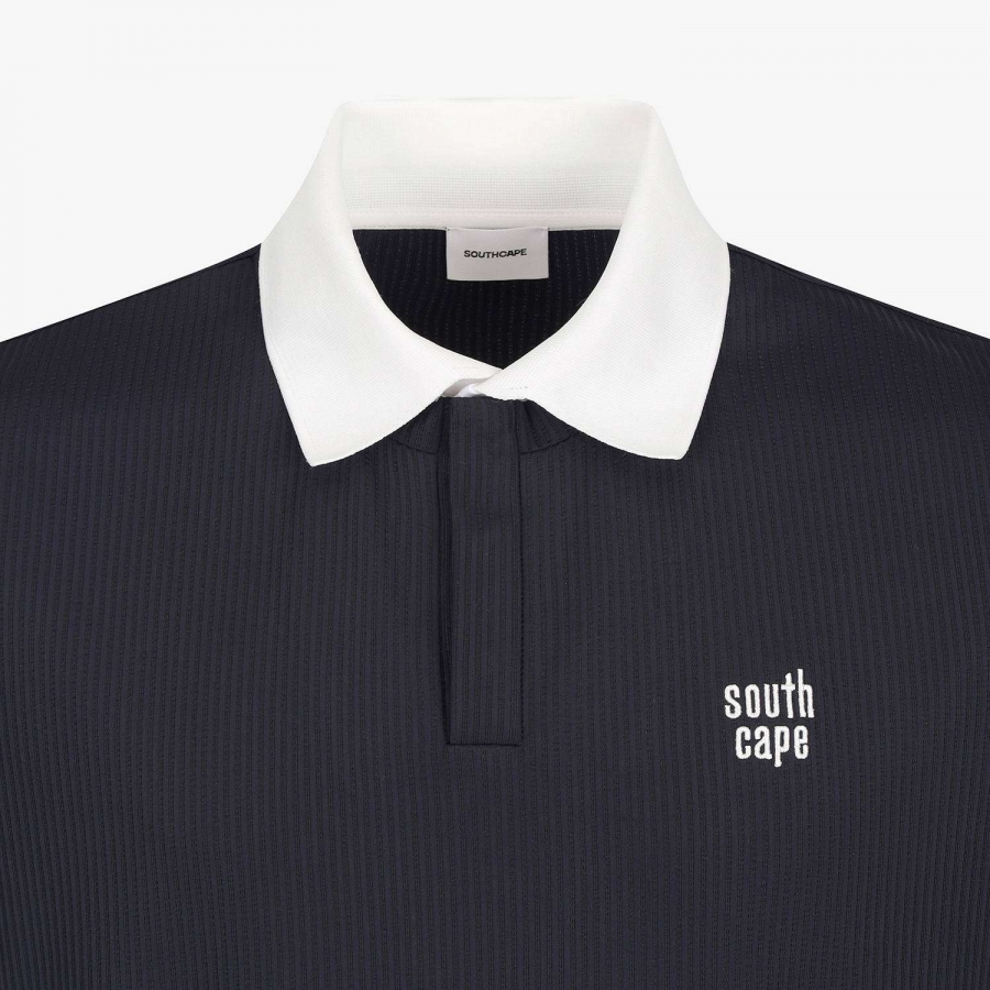 Cool-Touch Ribbed Contrast-Collar Polo Shirt_DA