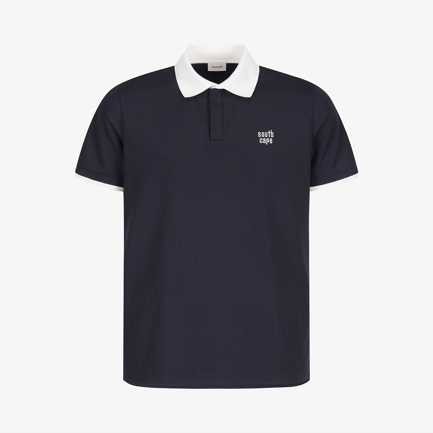 Cool-Touch Ribbed Contrast-Collar Polo Shirt_DA