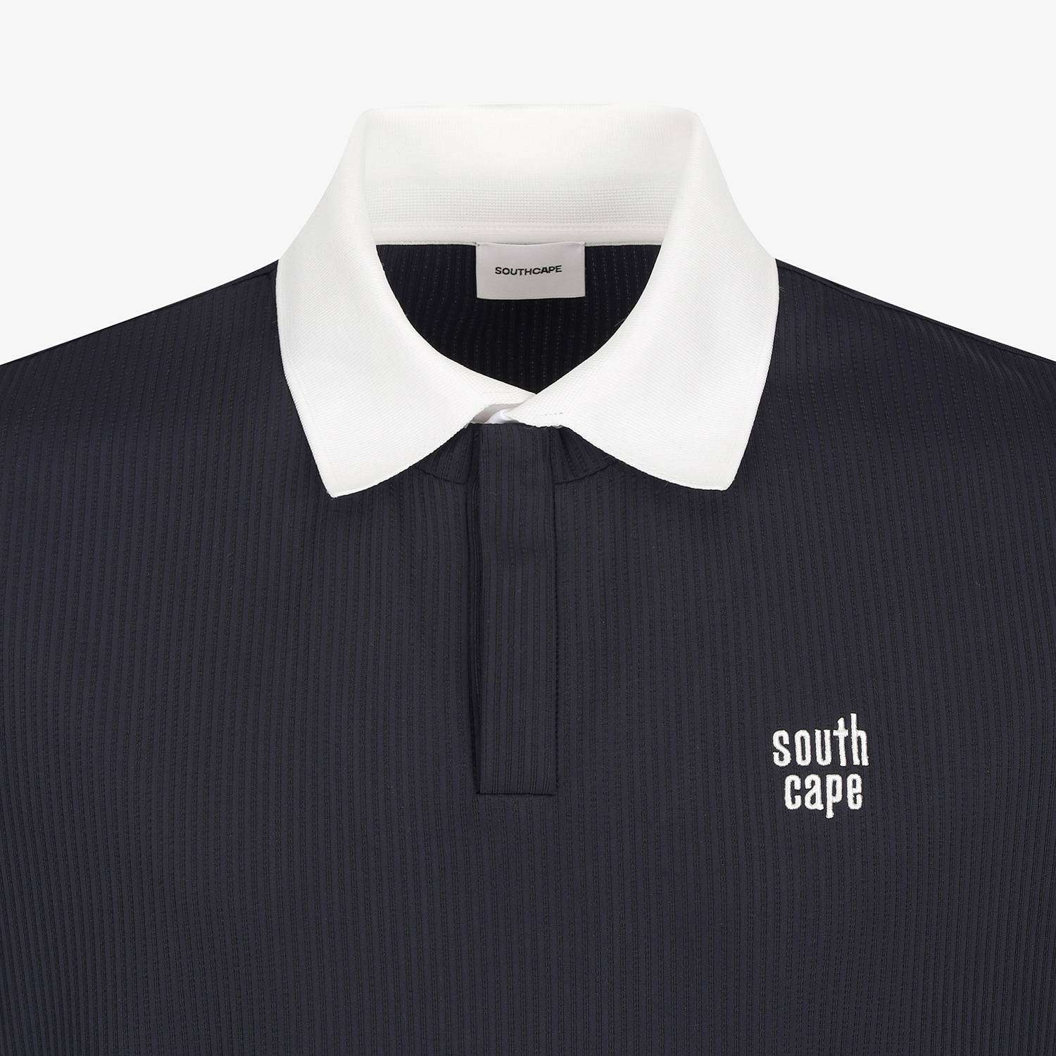 Cool-Touch Ribbed Contrast-Collar Polo Shirt_DA