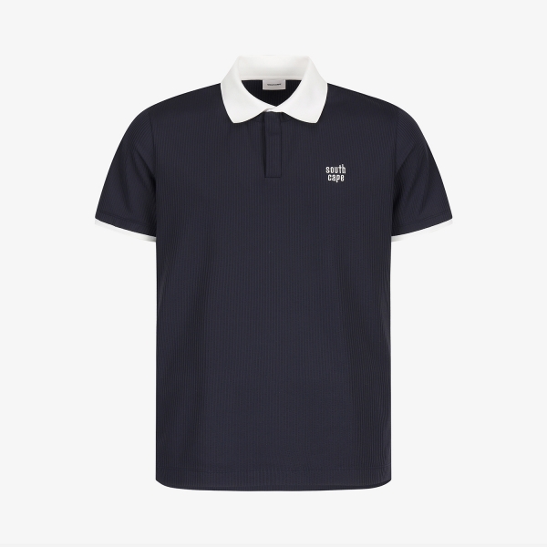 Cool-Touch Ribbed Contrast-Collar Polo Shirt_DA