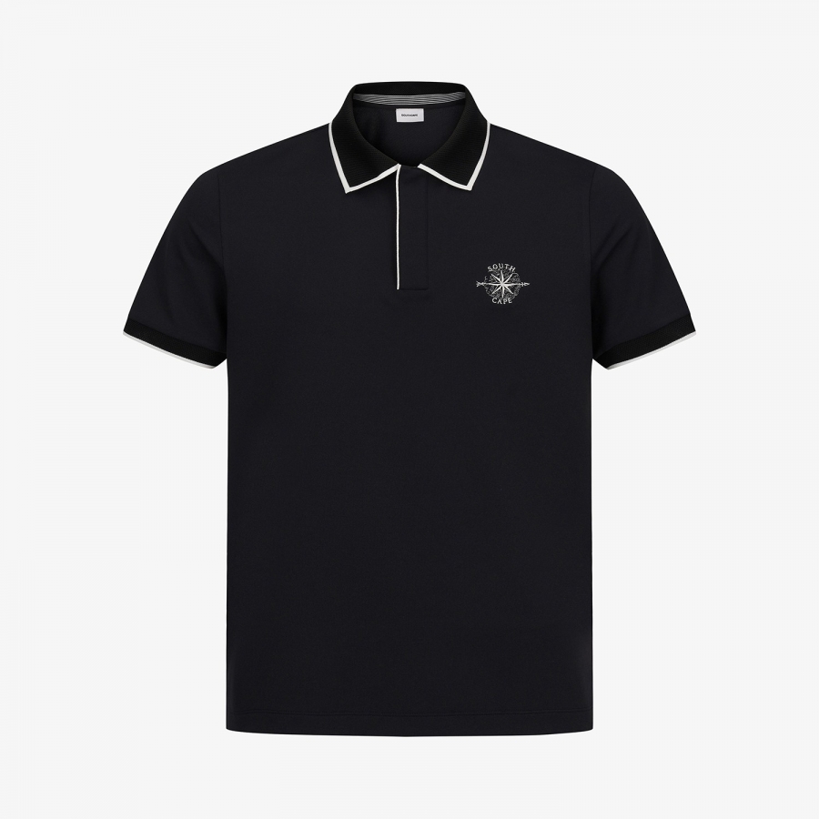 Contrast Line Collar Short-Sleeve T-Shirt_BK