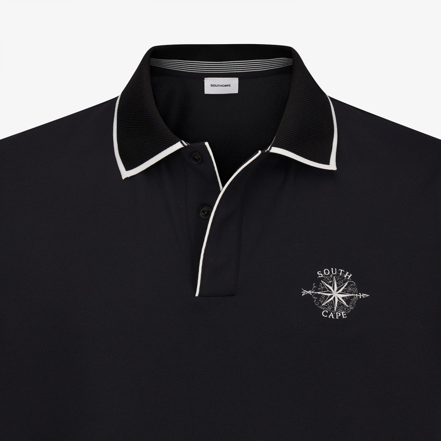 Contrast Line Collar Short-Sleeve T-Shirt_BK