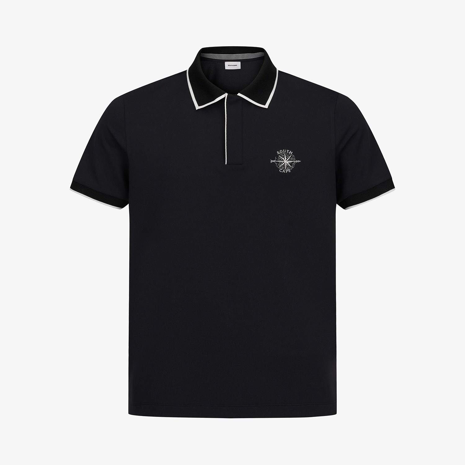 Contrast Line Collar Short-Sleeve T-Shirt_BK
