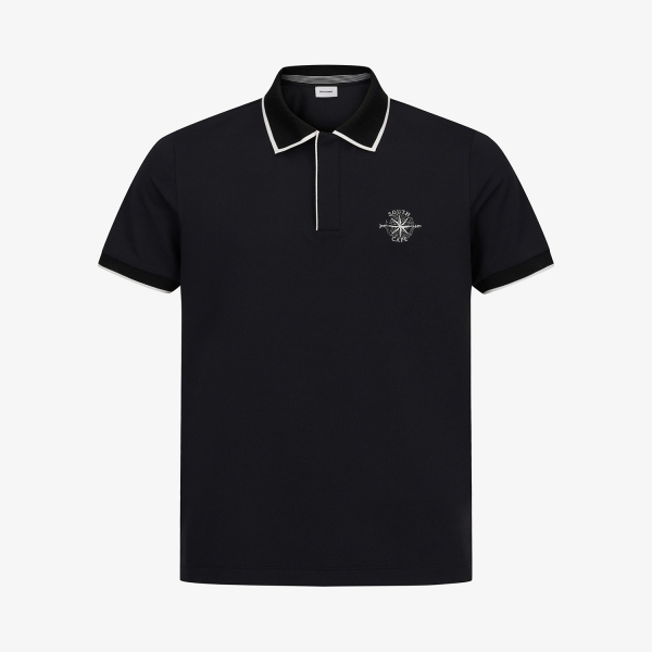 Contrast Line Collar Short-Sleeve T-Shirt_BK