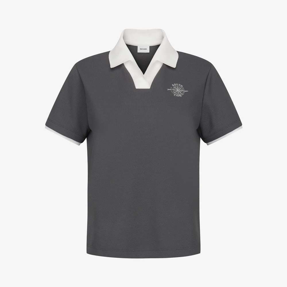 Southcross Mesh Open-Collar T-Shirt_GY