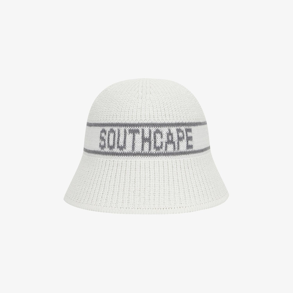 Logo Cotton-Blend Knit Bucket Hat_WT