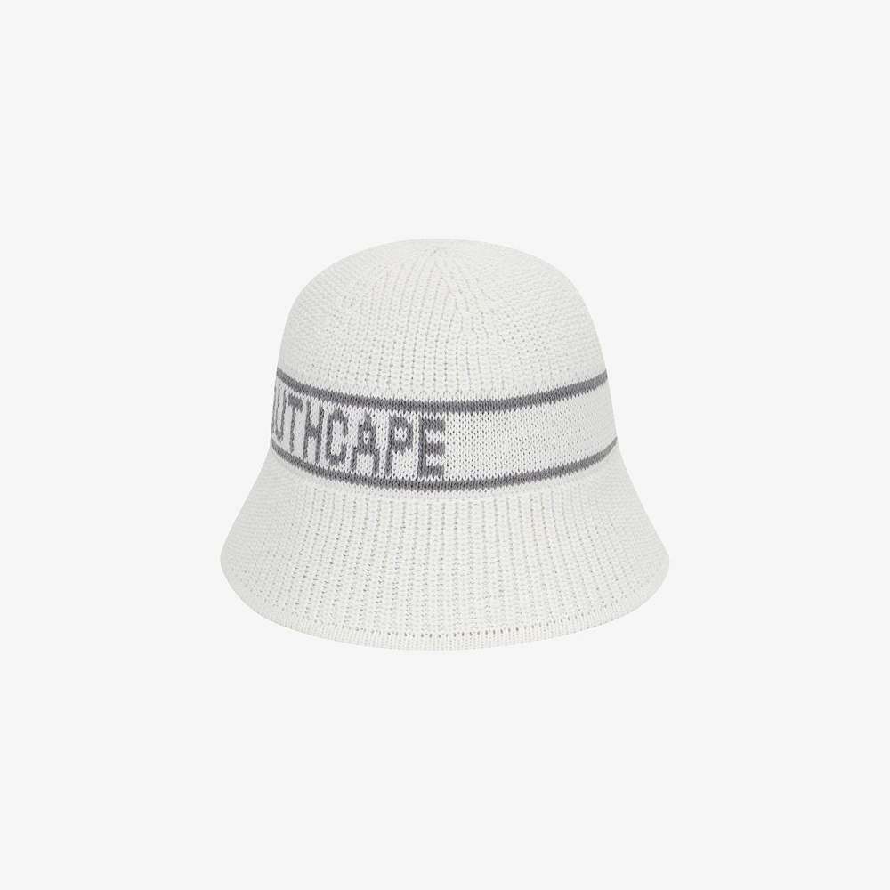 Logo Cotton-Blend Knit Bucket Hat_WT