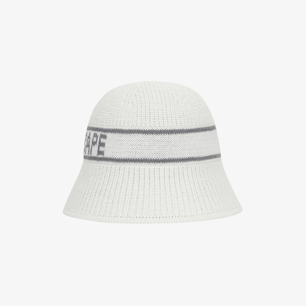 Logo Cotton-Blend Knit Bucket Hat_WT