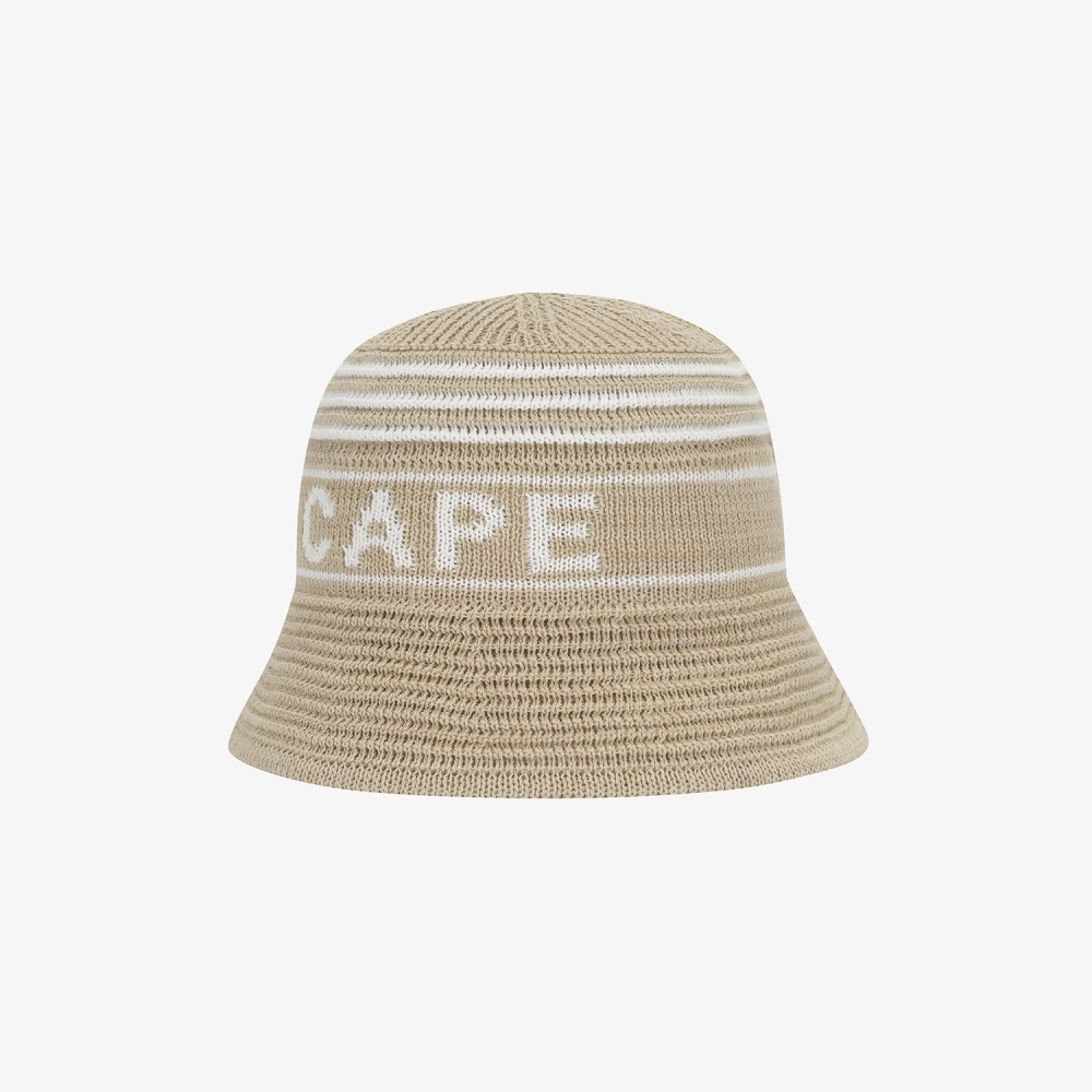 Logo Stripe Knit-Blend Bucket Hat_BE