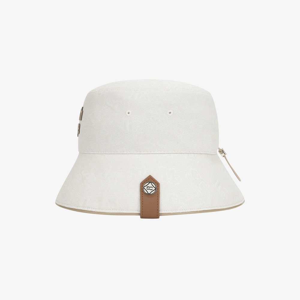 Monogram Logo Leather Piping Bucket Hat_LE