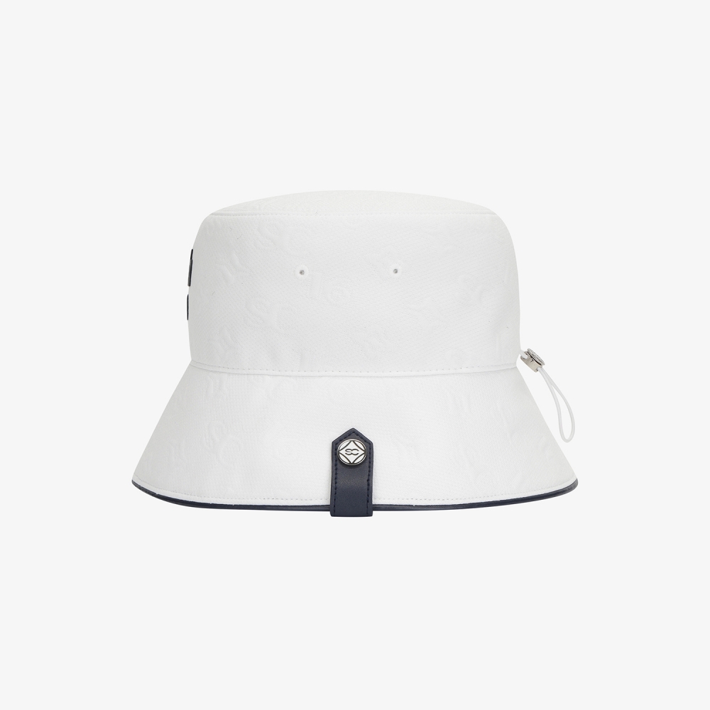 Monogram Logo Leather Piping Bucket Hat_WT