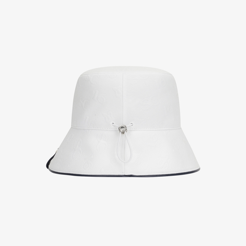 Monogram Logo Leather Piping Bucket Hat_WT