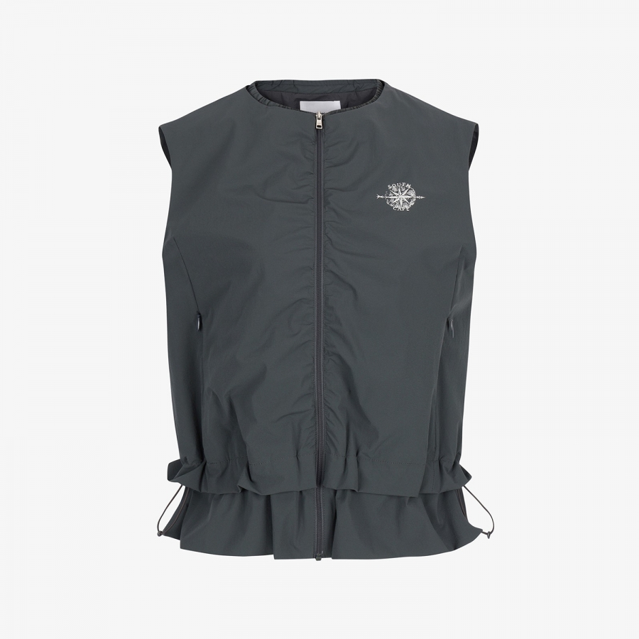 Southcross Shirring Zip-Up Vest_DN