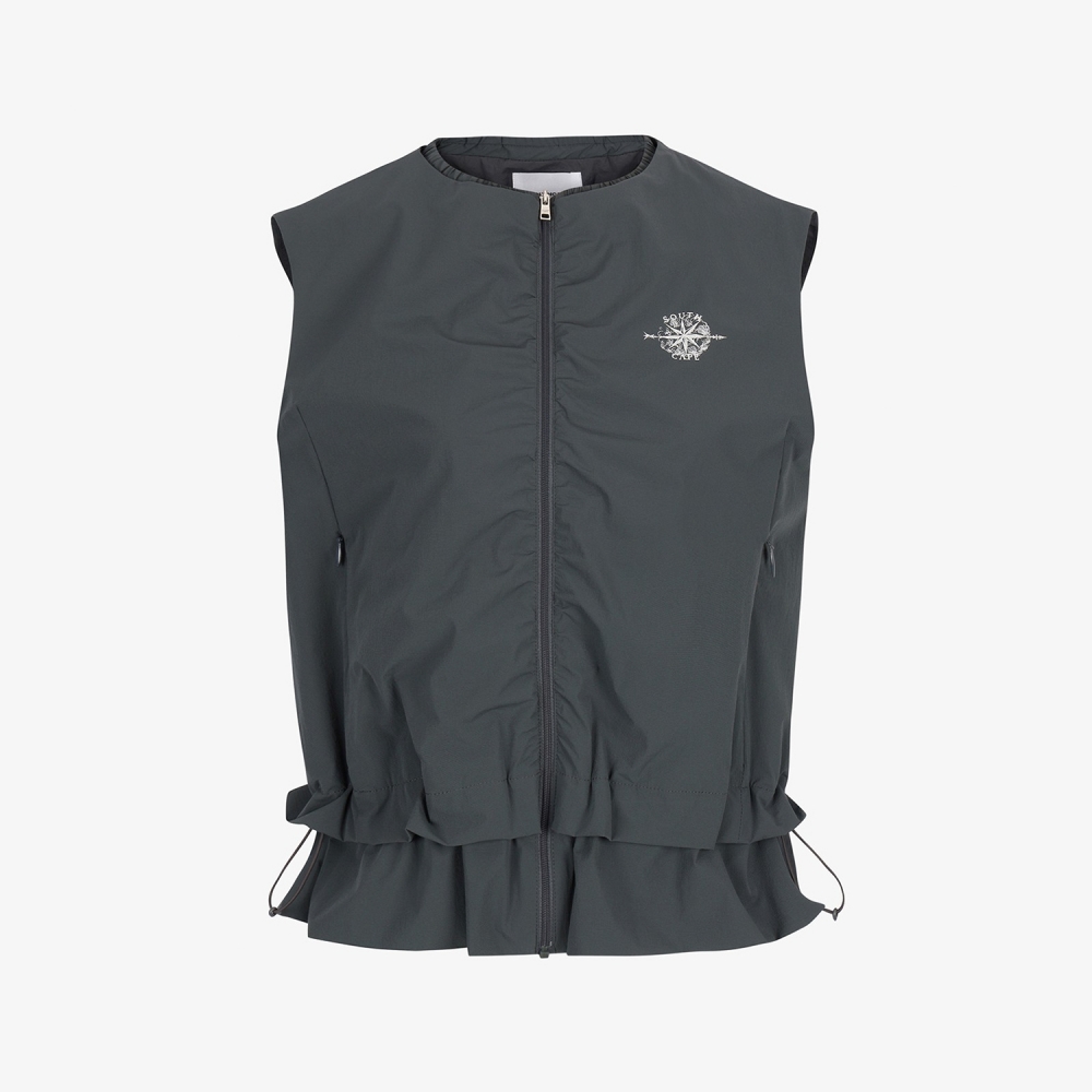 Southcross Shirring Zip-Up Vest_DN