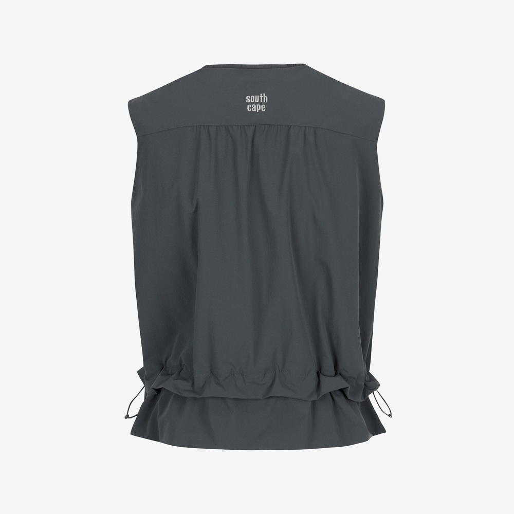 Southcross Shirring Zip-Up Vest_DN