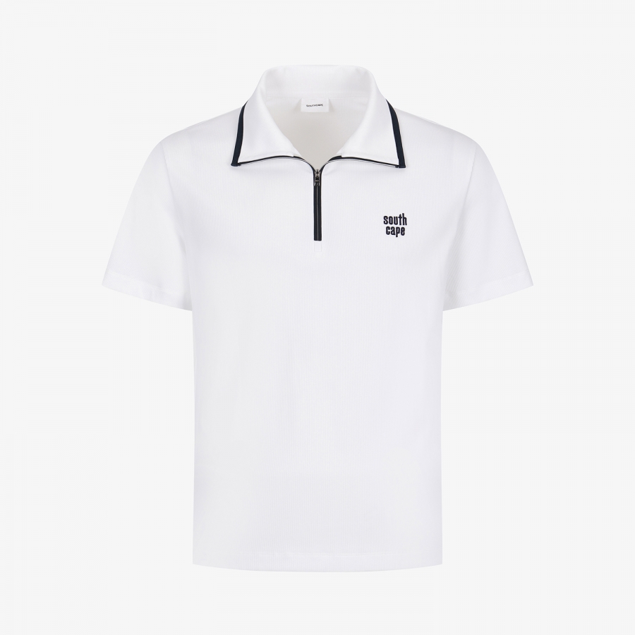 Half-Zip Collar Short-Sleeve T-Shirt_WT