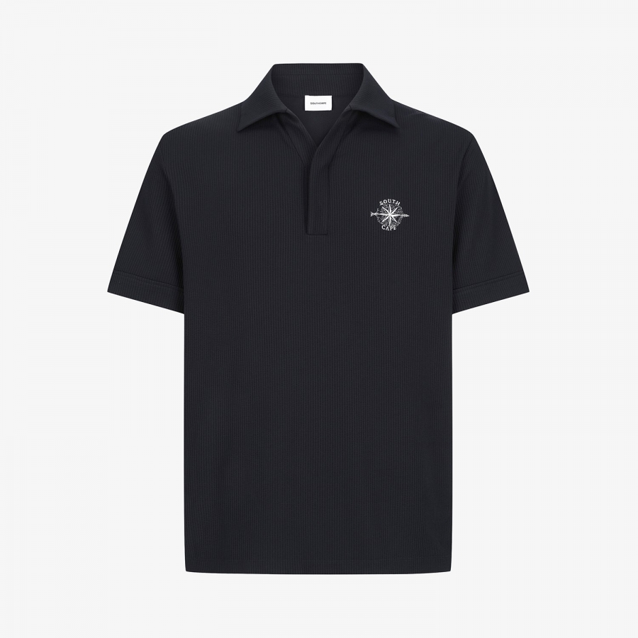 Seersucker Open-Collar Short-Sleeve T-Shirt_NA