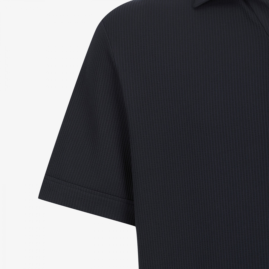 Seersucker Open-Collar Short-Sleeve T-Shirt_NA