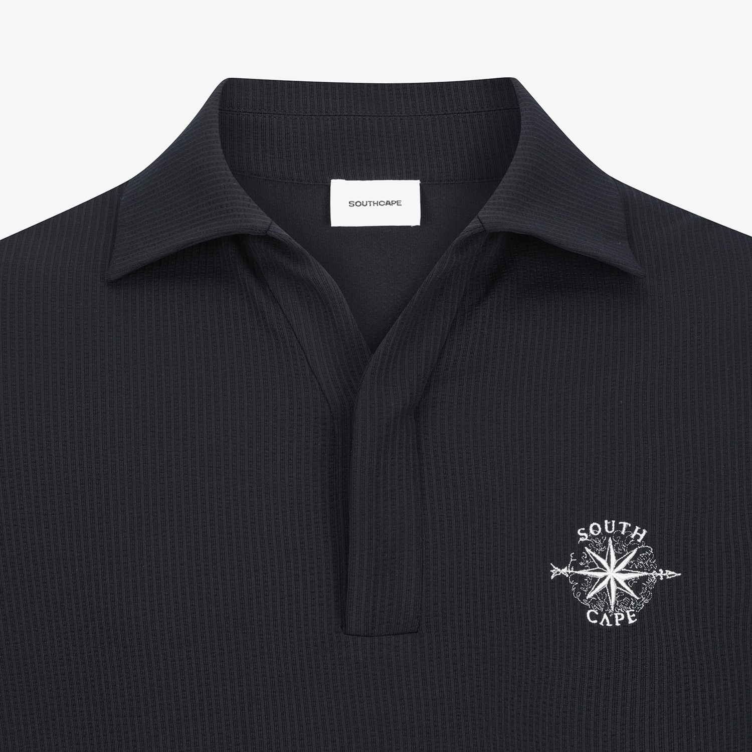Seersucker Open-Collar Short-Sleeve T-Shirt_NA