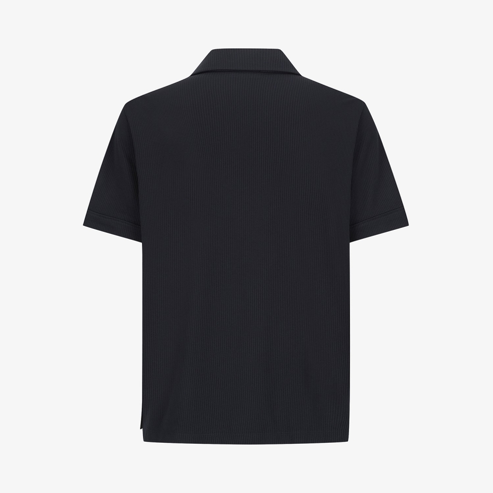 Seersucker Open-Collar Short-Sleeve T-Shirt_NA