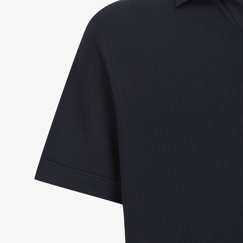 Seersucker Open-Collar Short-Sleeve T-Shirt_NA