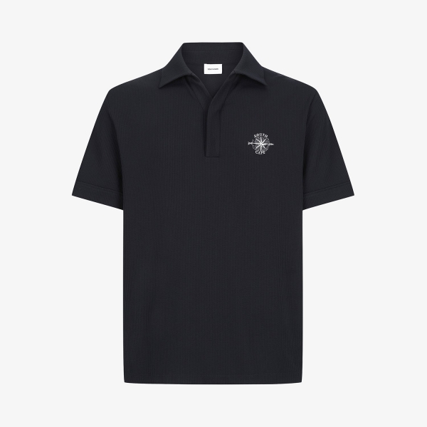 Seersucker Open-Collar Short-Sleeve T-Shirt_NA