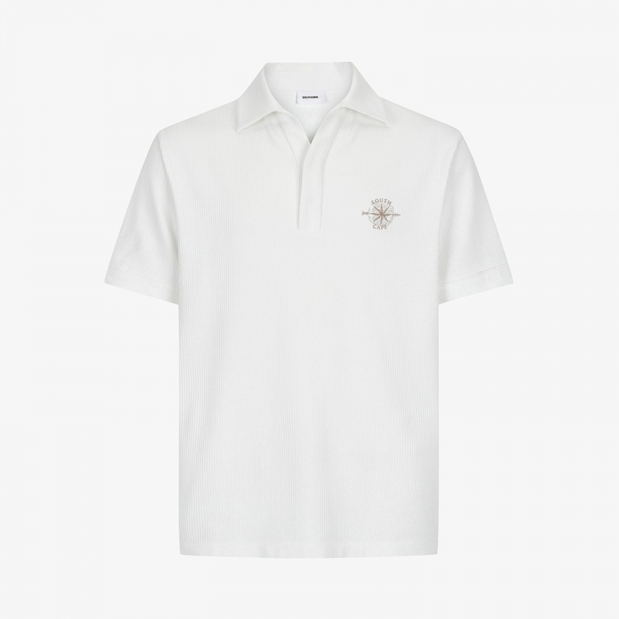 Seersucker Open-Collar Short-Sleeve T-Shirt_WT