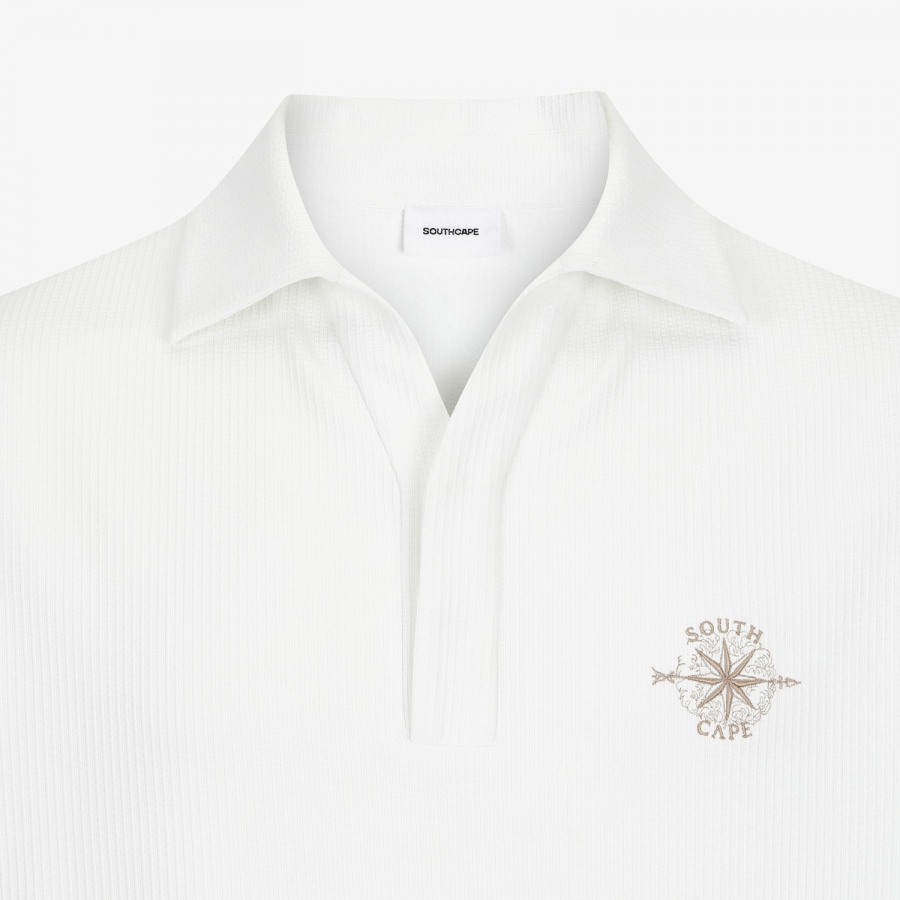 Seersucker Open-Collar Short-Sleeve T-Shirt_WT