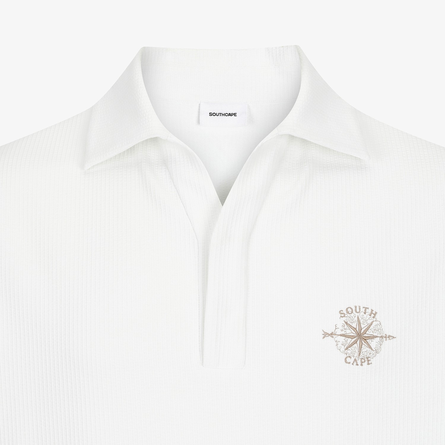 Seersucker Open-Collar Short-Sleeve T-Shirt_WT