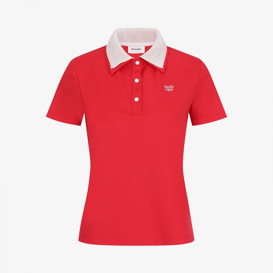 Contrast Knit Collar Polo T-Shirt_RD