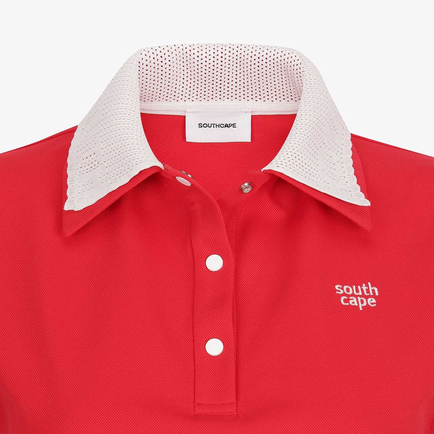 Contrast Knit Collar Polo T-Shirt_RD