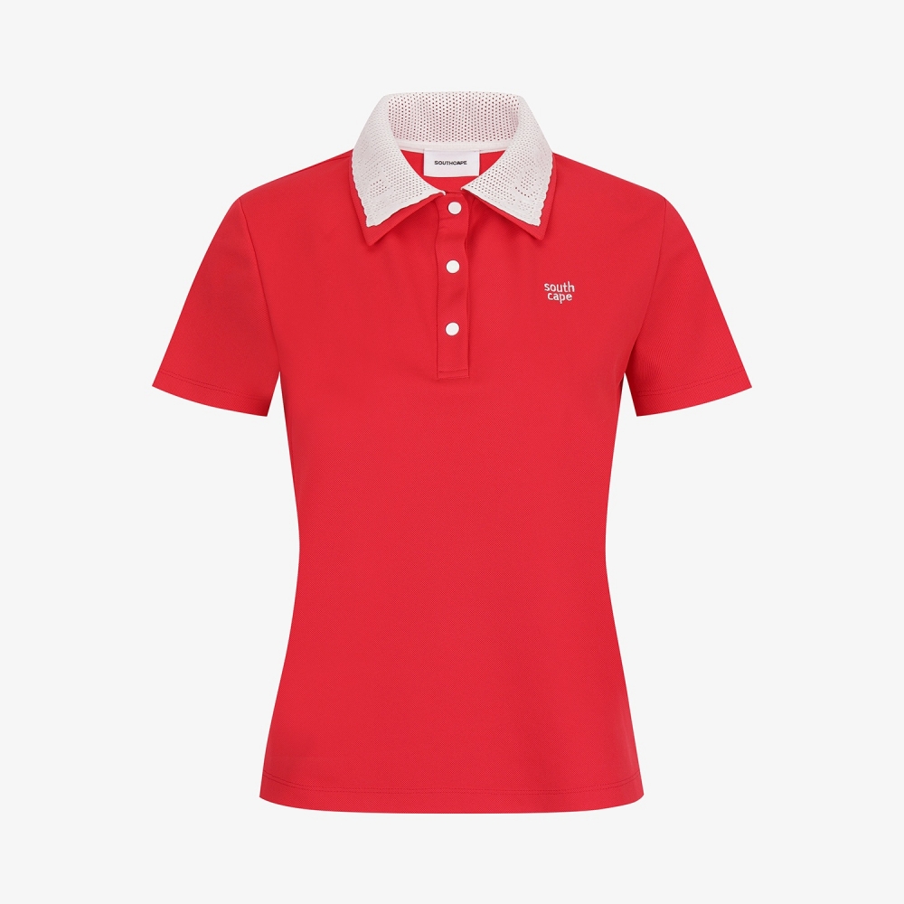 Contrast Knit Collar Polo T-Shirt_RD