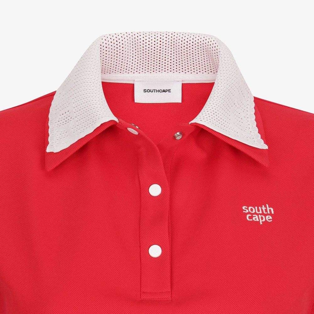 Contrast Knit Collar Polo T-Shirt_RD