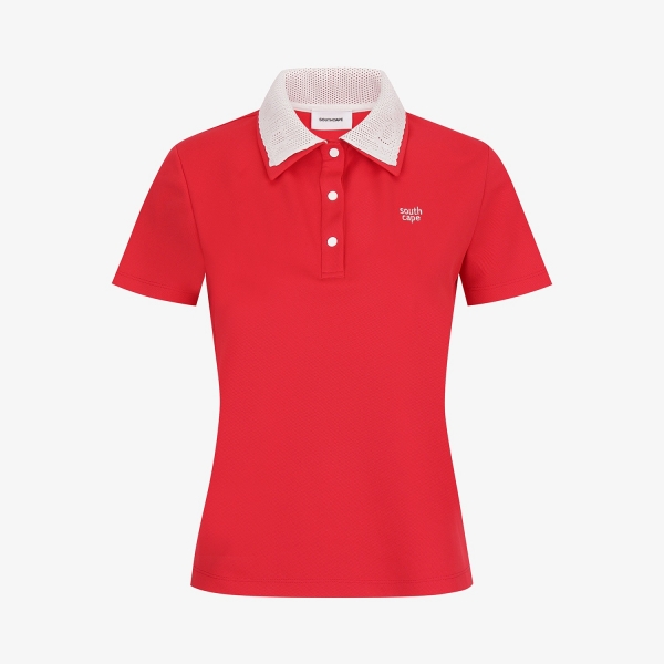 Contrast Knit Collar Polo T-Shirt_RD