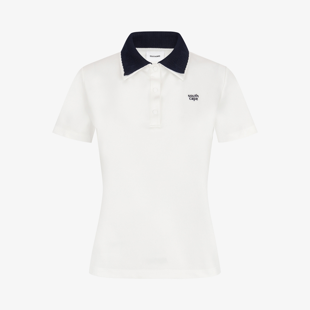 Contrast Knit Collar Polo T-Shirt_WT